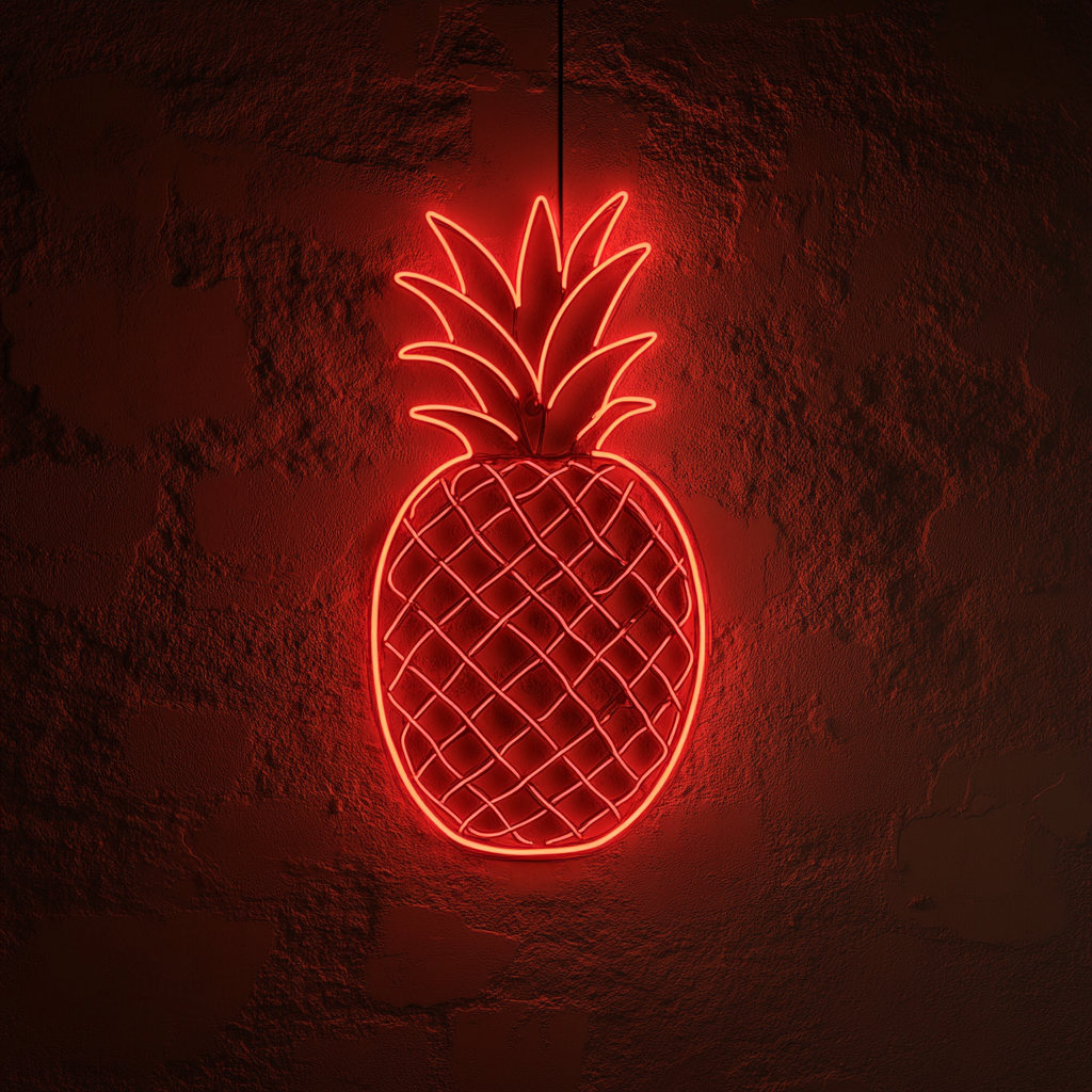 Grilled Pineapple - Red Neon Sign, 24 Inches