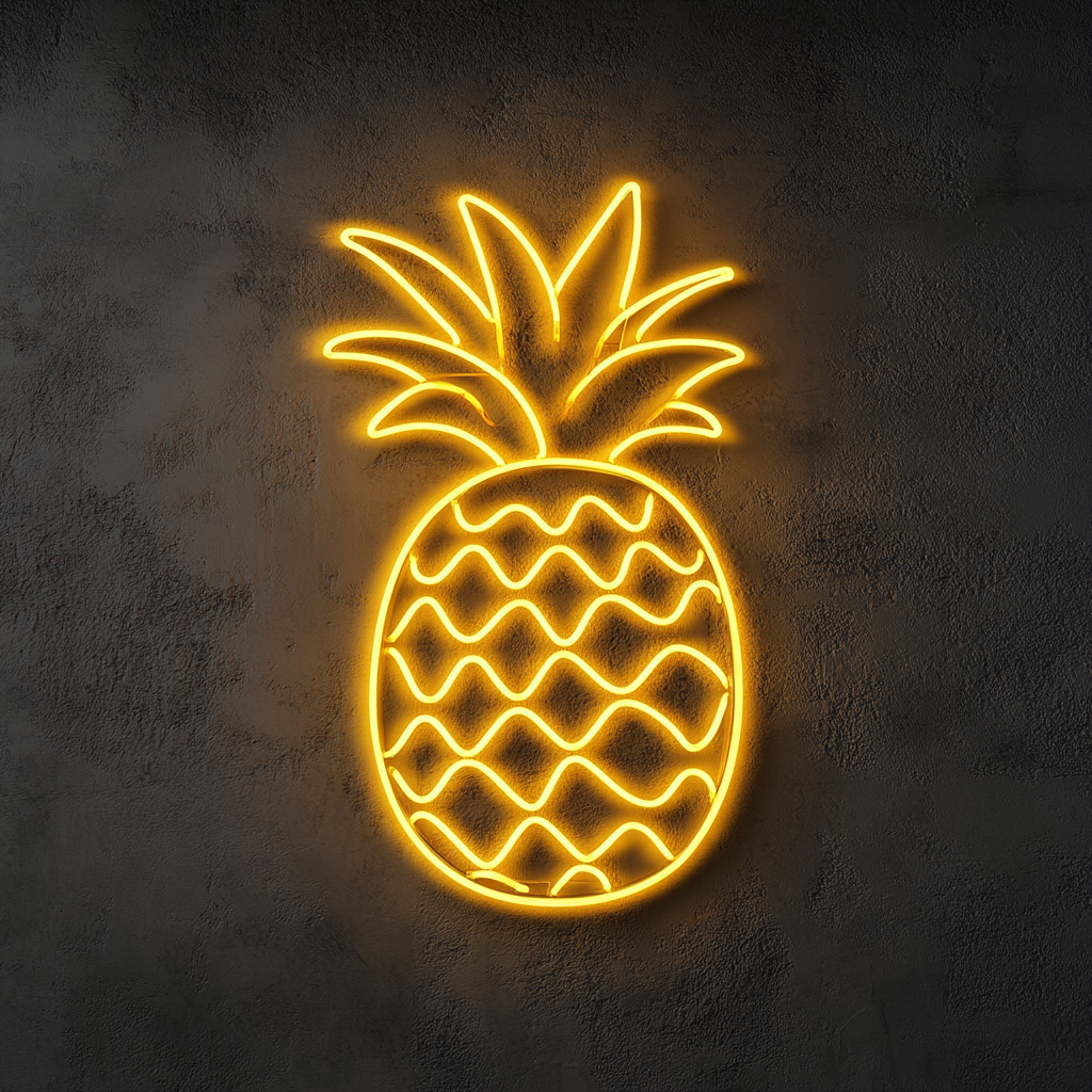 Grilled Pineapple - Yellow Neon Sign, 18 Inches