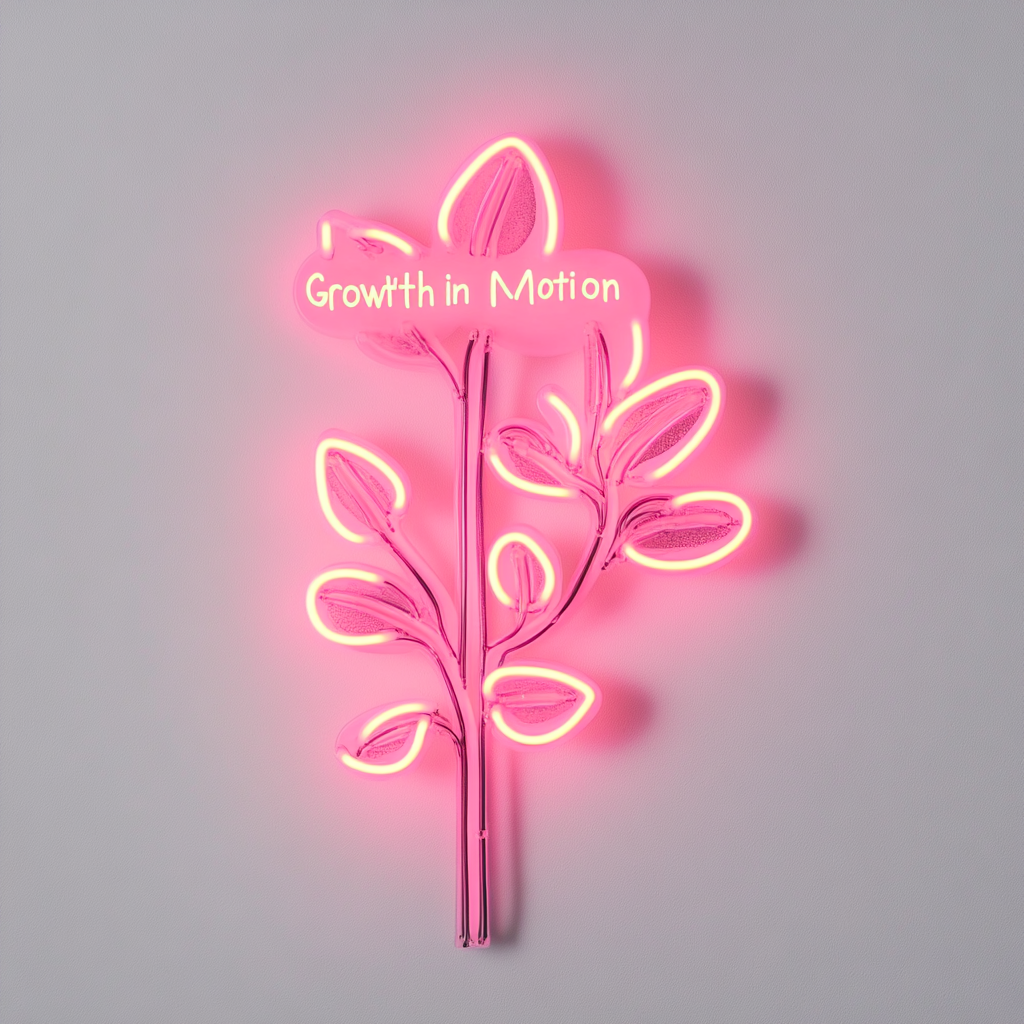 "Growth in Motion" - Pink Neon Sign, 24 Inches