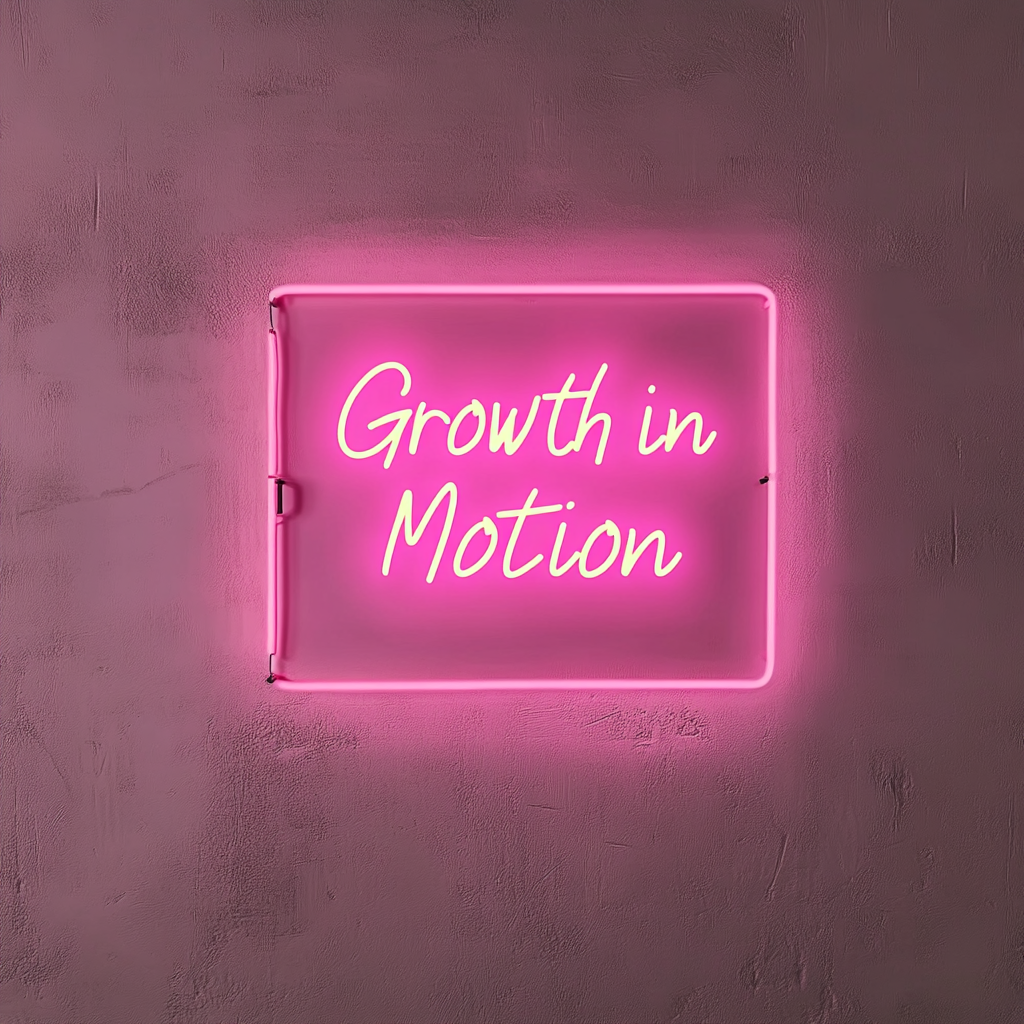 "Growth in Motion" - Pink Neon Sign, 24 Inches