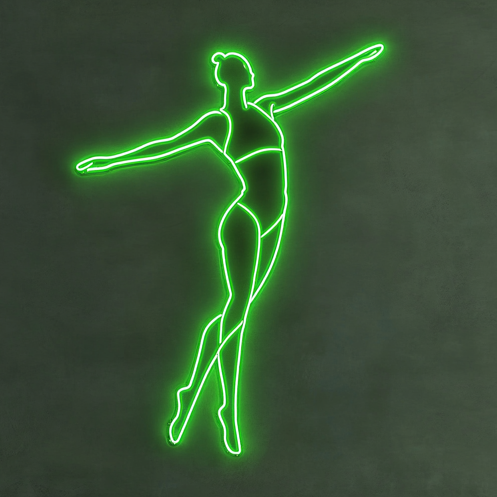 Gymnast - Green Neon Sign, 18 Inches