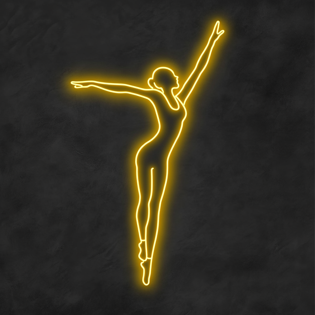 Gymnast - Yellow Neon Sign, 18 Inches