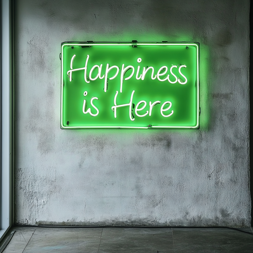 Happiness is Here - Green Neon Sign, 24 Inches