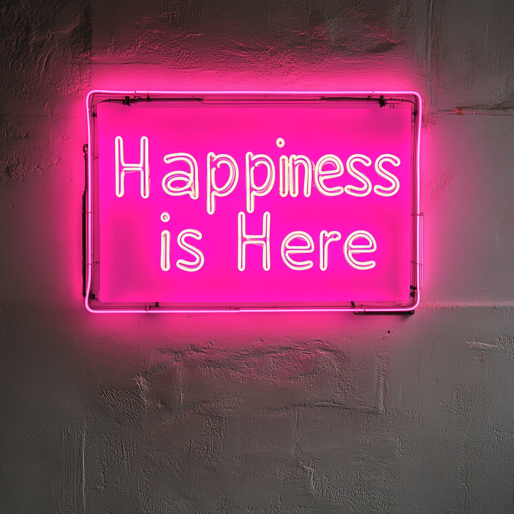 Happiness is Here - Pink Neon Sign, 24 Inches