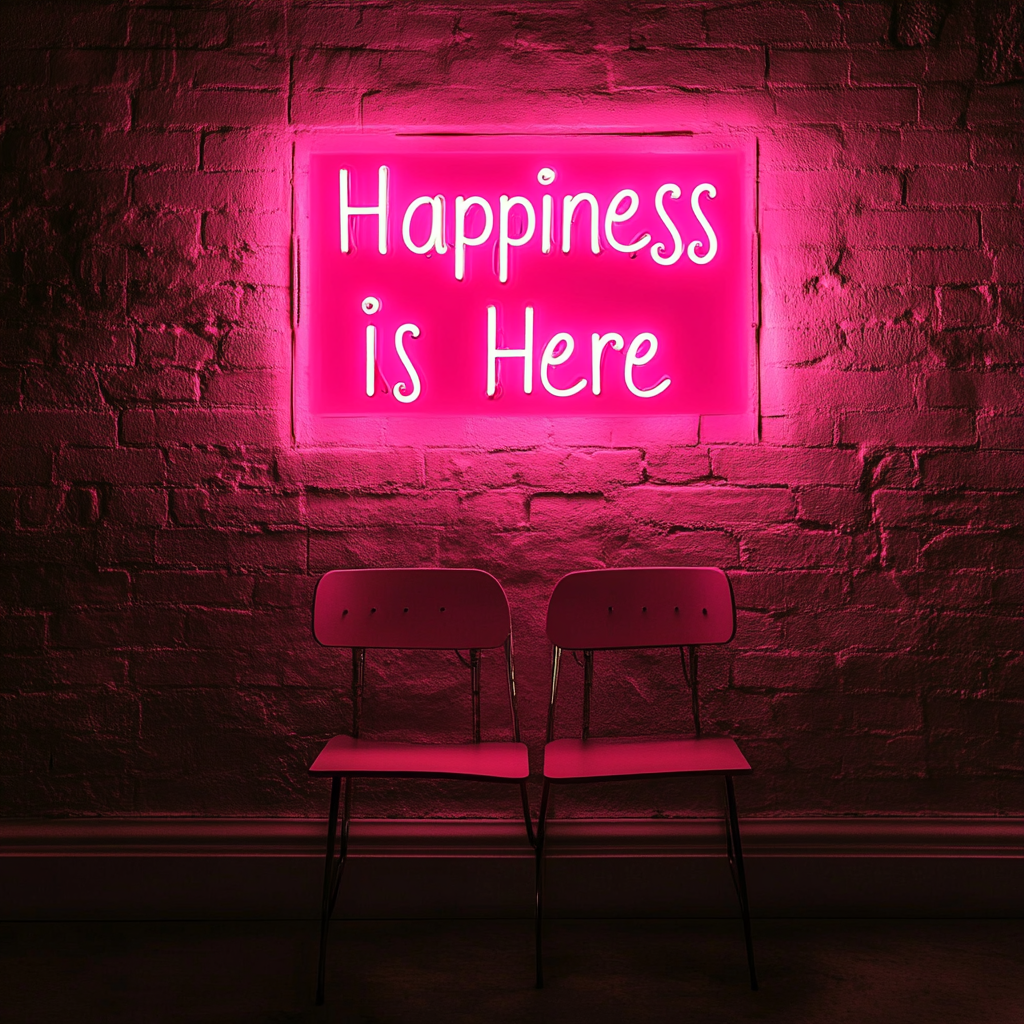 Happiness is Here - Pink Neon Sign, 24 Inches