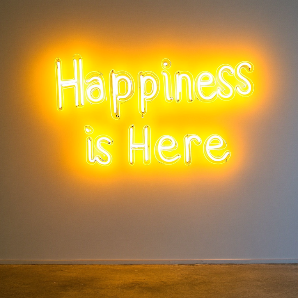 Happiness is Here - Yellow Neon Sign, 24 Inches
