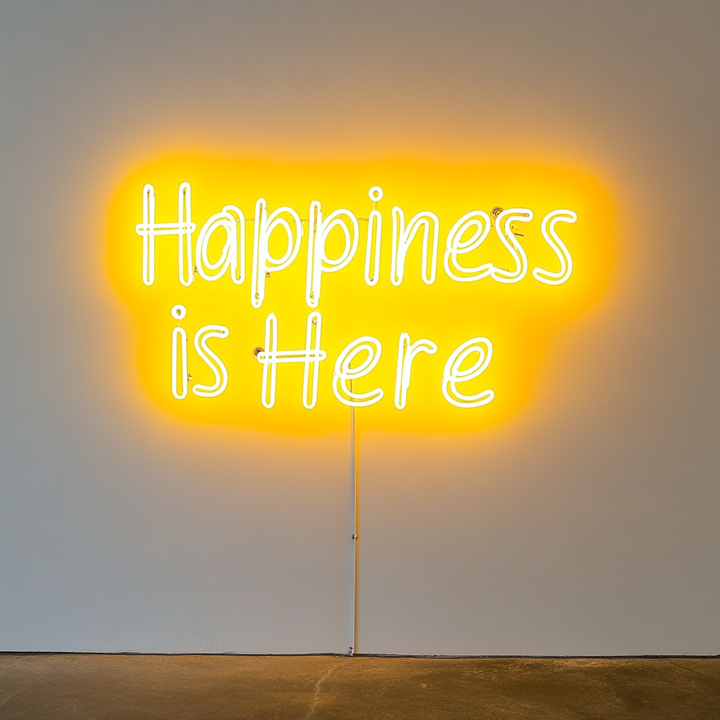 Happiness is Here - Yellow Neon Sign, 18 Inches
