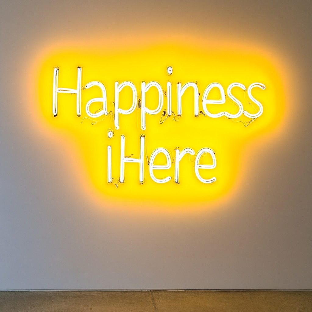 Happiness is Here - Yellow Neon Sign, 24 Inches