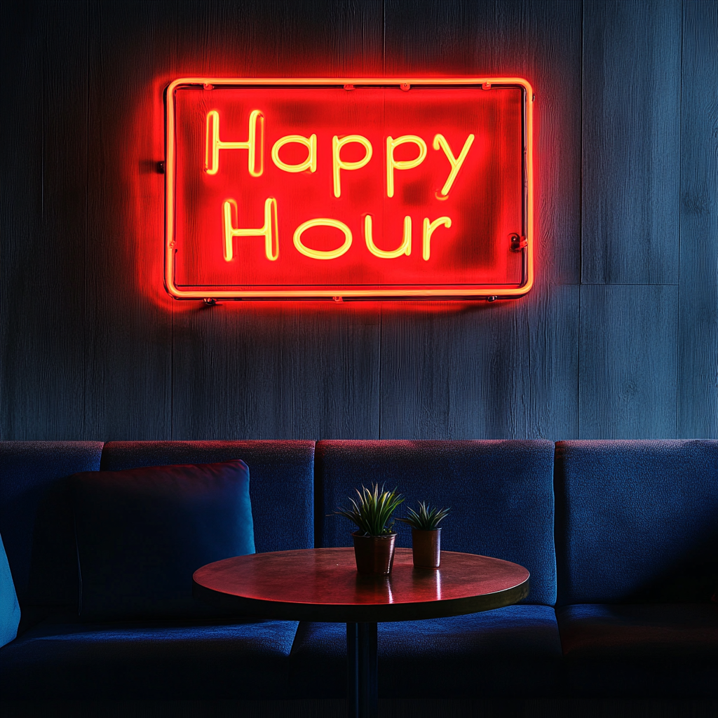 Happy Hour - Red Neon Sign, 24 Inches