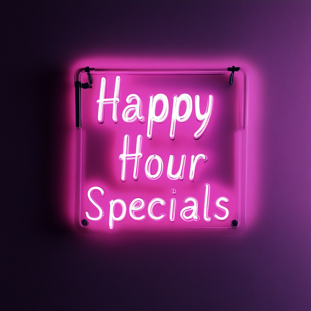 "Happy Hour Specials" - Pink Neon Sign, 24 Inches