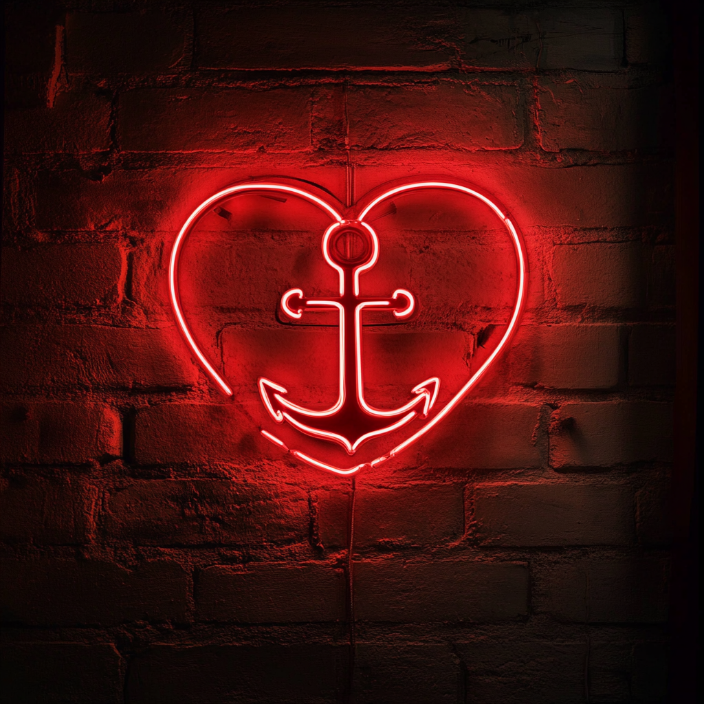 Heart and Anchor - Red Neon Sign, 24 Inches
