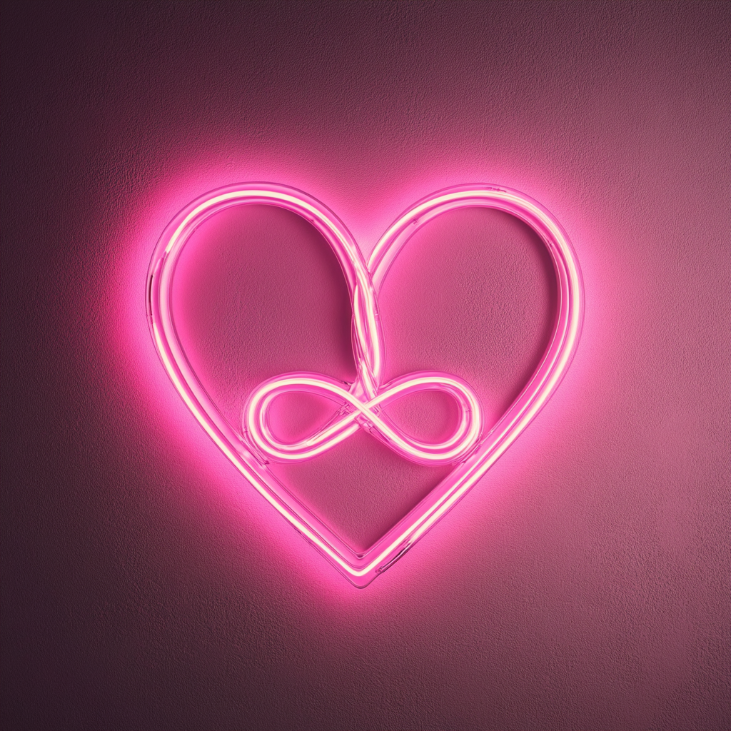 Heart and Infinity Sign - Pink Neon Sign, 24 Inches