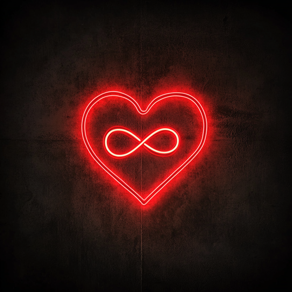 Heart and Infinity Sign - Red Neon Sign, 24 Inches