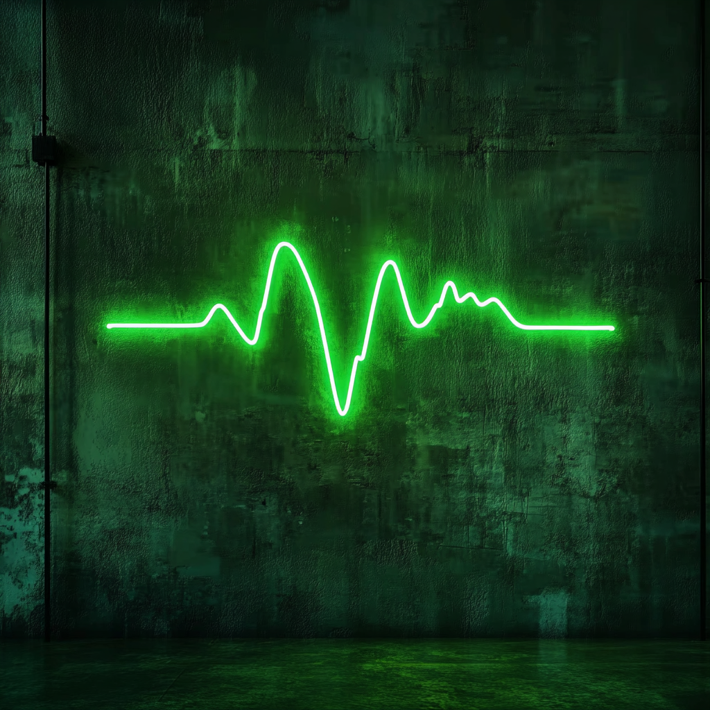 Heartbeat Line - Green Neon Sign, 18 Inches