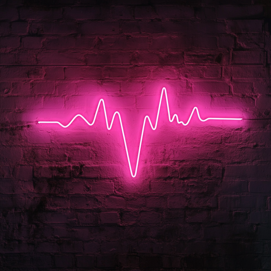 Heartbeat Line - Pink Neon Sign, 24 Inches
