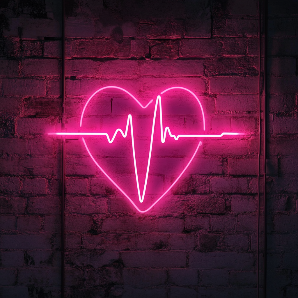 Heartbeat Line - Pink Neon Sign, 18 Inches