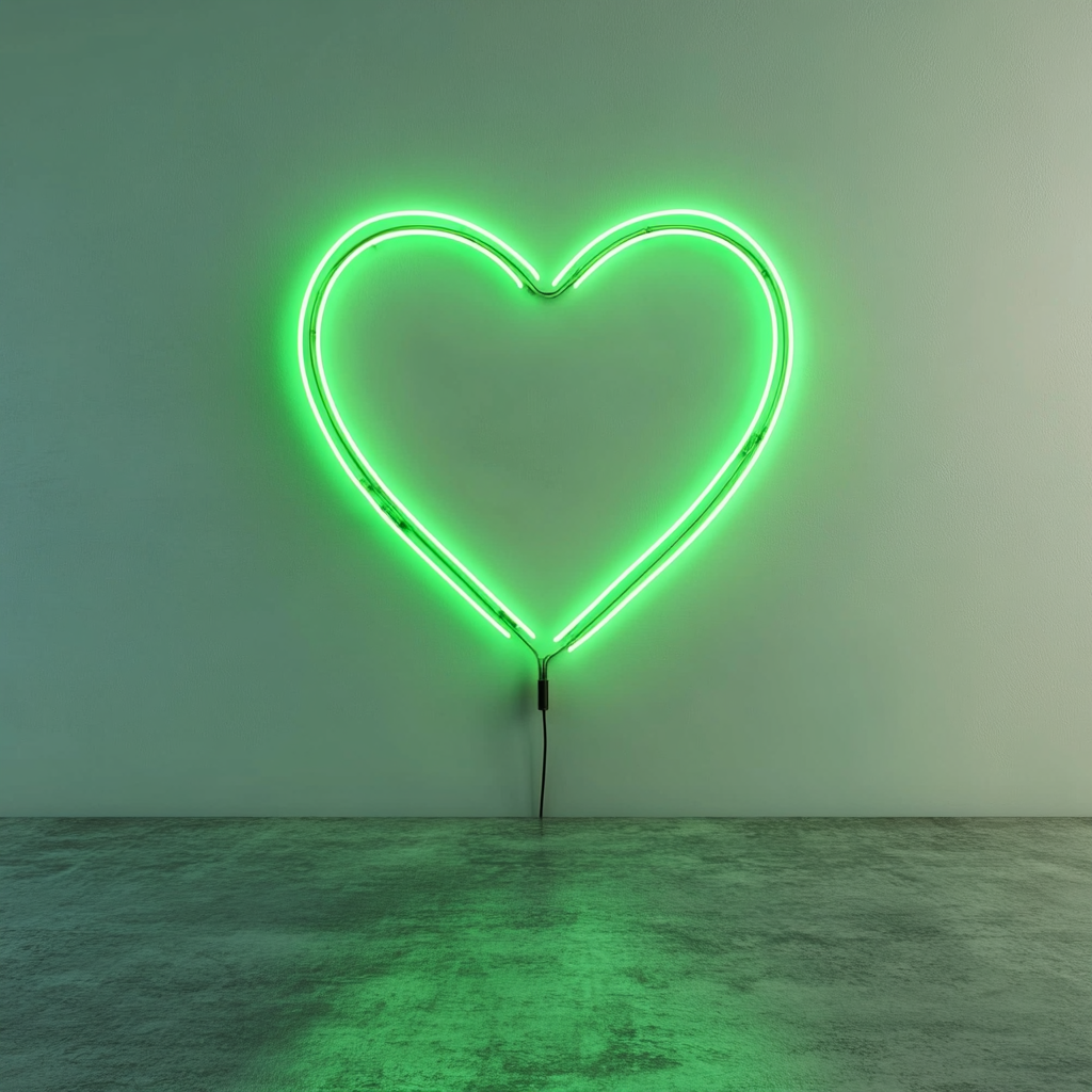 Heart Outline - Green Neon Sign, 18 Inches