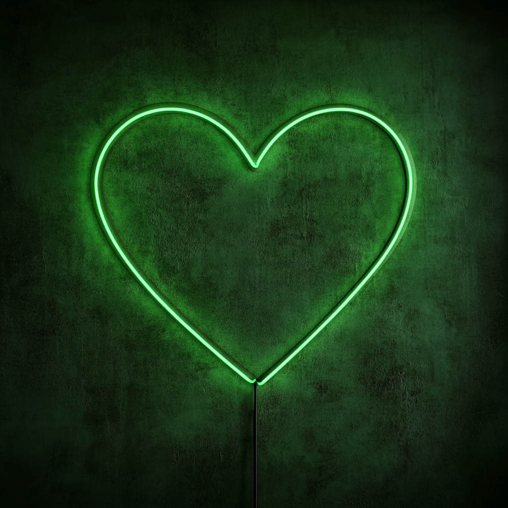 Heart Outline - Green Neon Sign, 18 Inches