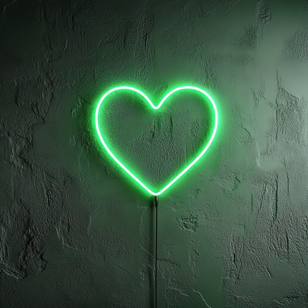 Heart Outline - Green Neon Sign, 18 Inches