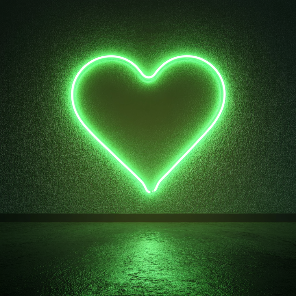 Heart Outline - Green Neon Sign, 24 Inches