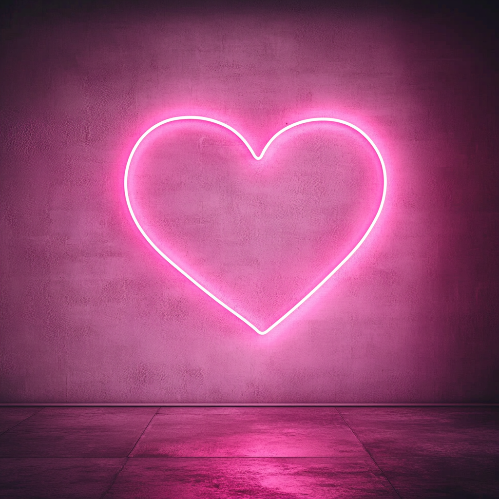 Heart Outline - Pink Neon Sign, 24 Inches