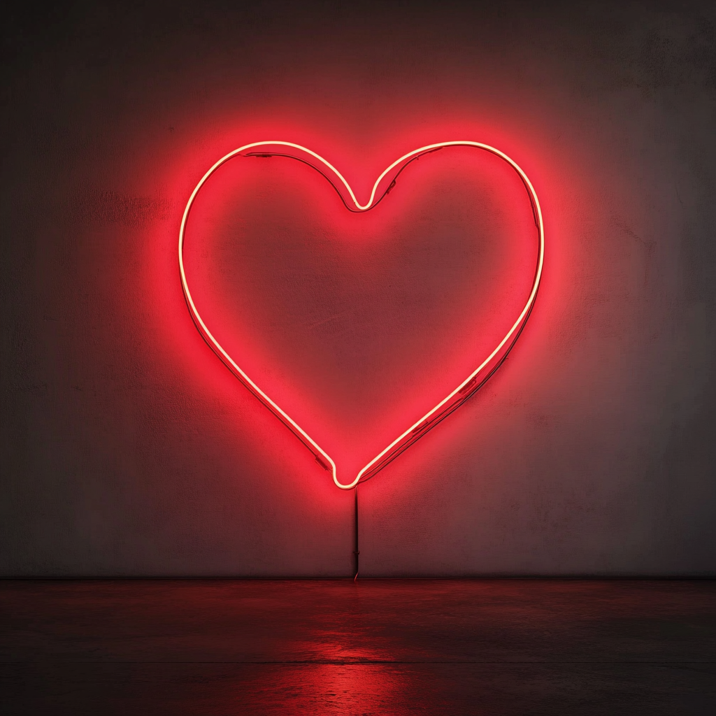 Heart Outline - Red Neon Sign, 24 Inches