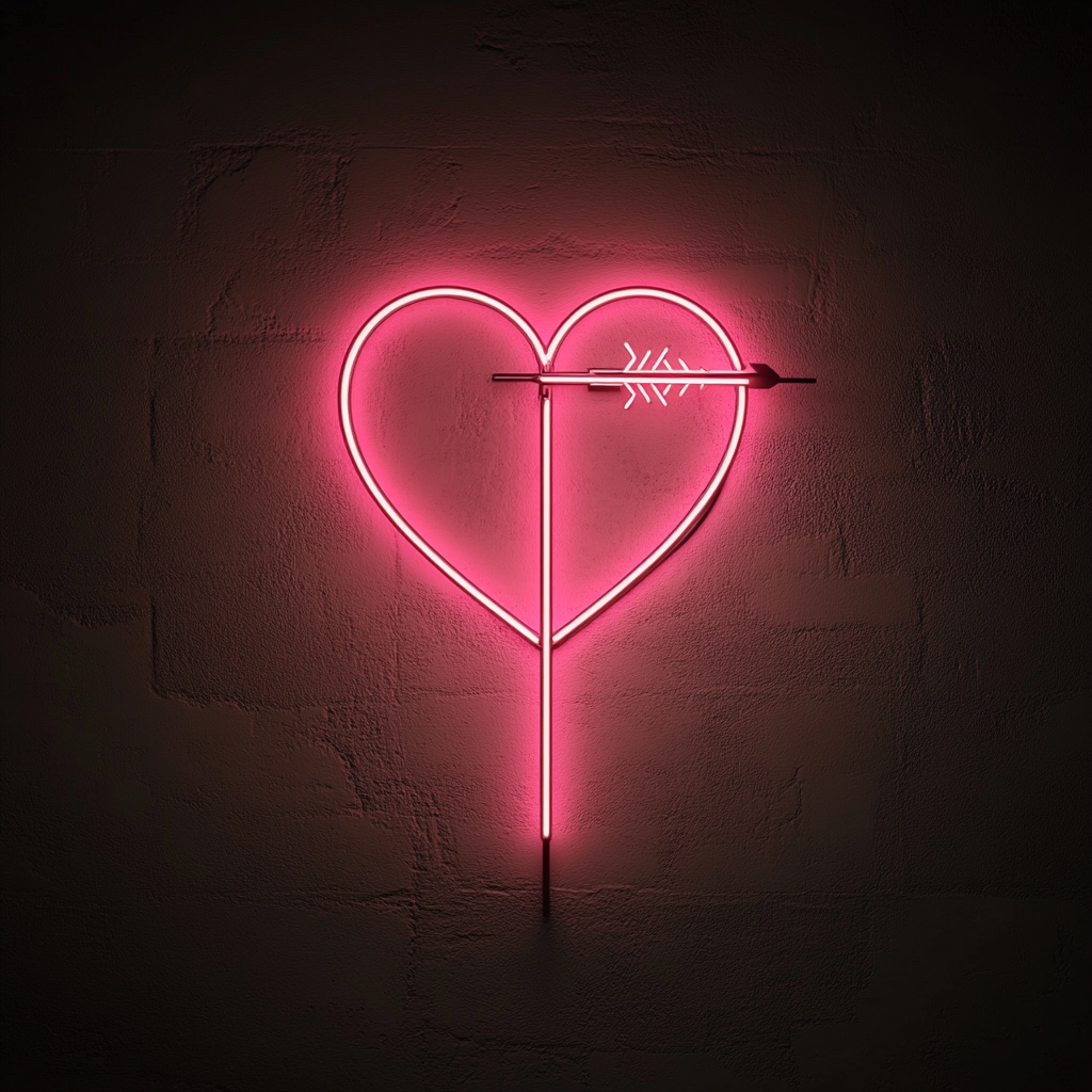 Heart with Arrow - Pink Neon Sign, 24 Inches