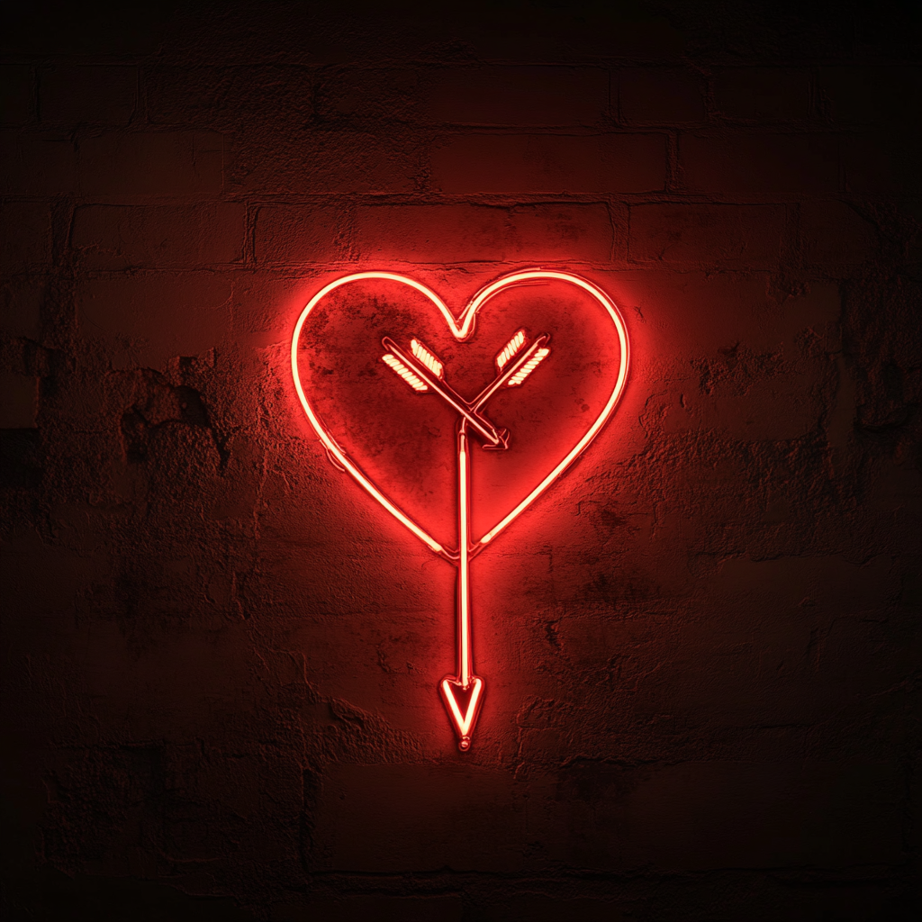 Heart with Arrow - Red Neon Sign, 24 Inches
