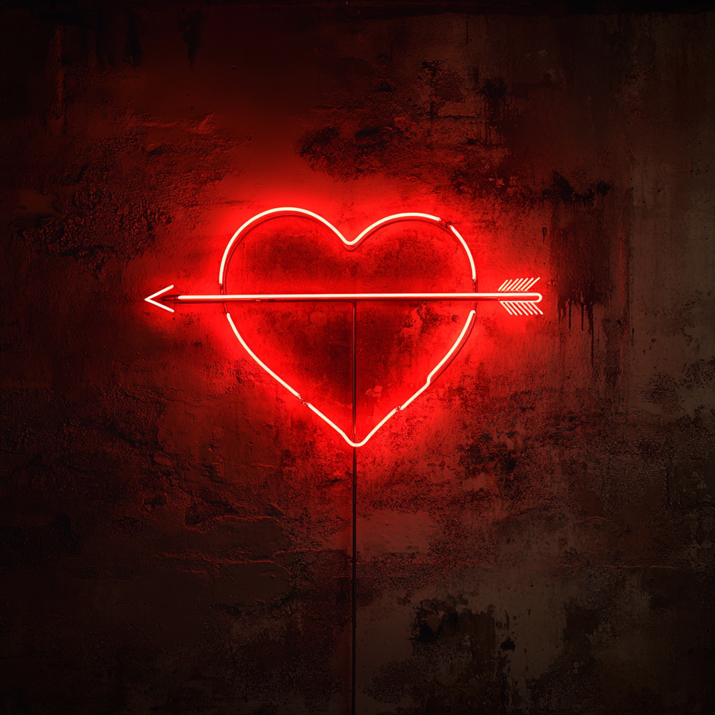 Heart with Arrow - Red Neon Sign, 24 Inches