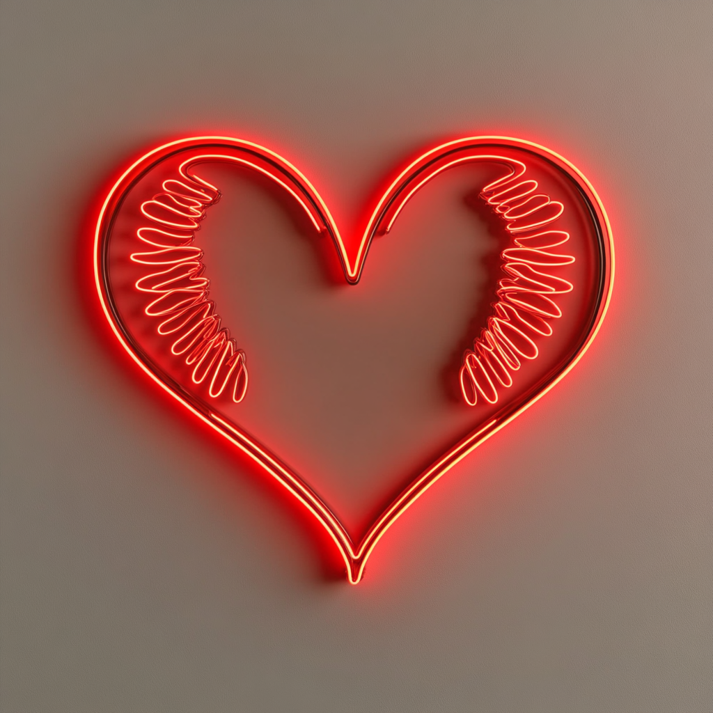 Heart with Wings - Red Neon Sign, 24 Inches