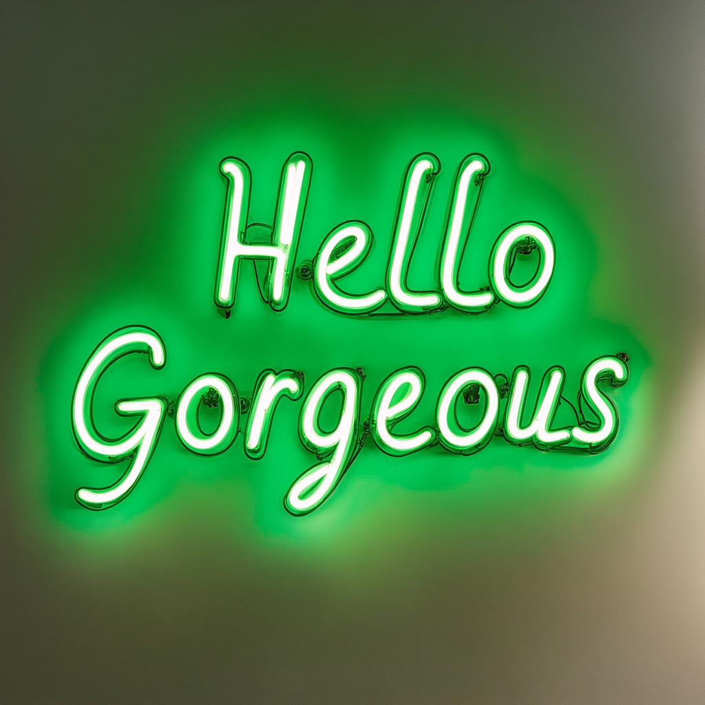 Hello Gorgeous - Green Neon Sign, 24 Inches