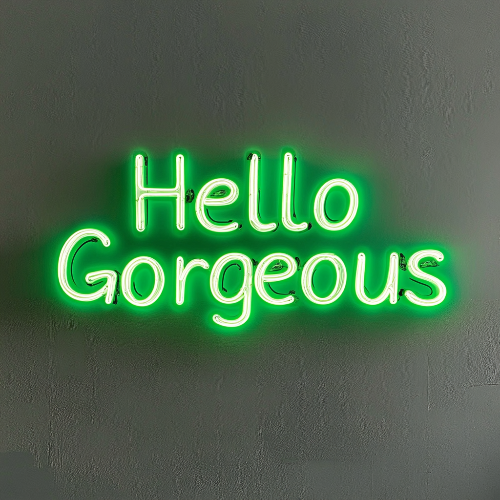 Hello Gorgeous - Green Neon Sign, 24 Inches