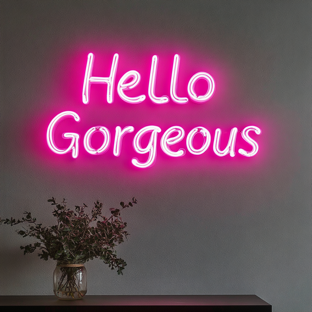 Hello Gorgeous - Pink Neon Sign, 18 Inches