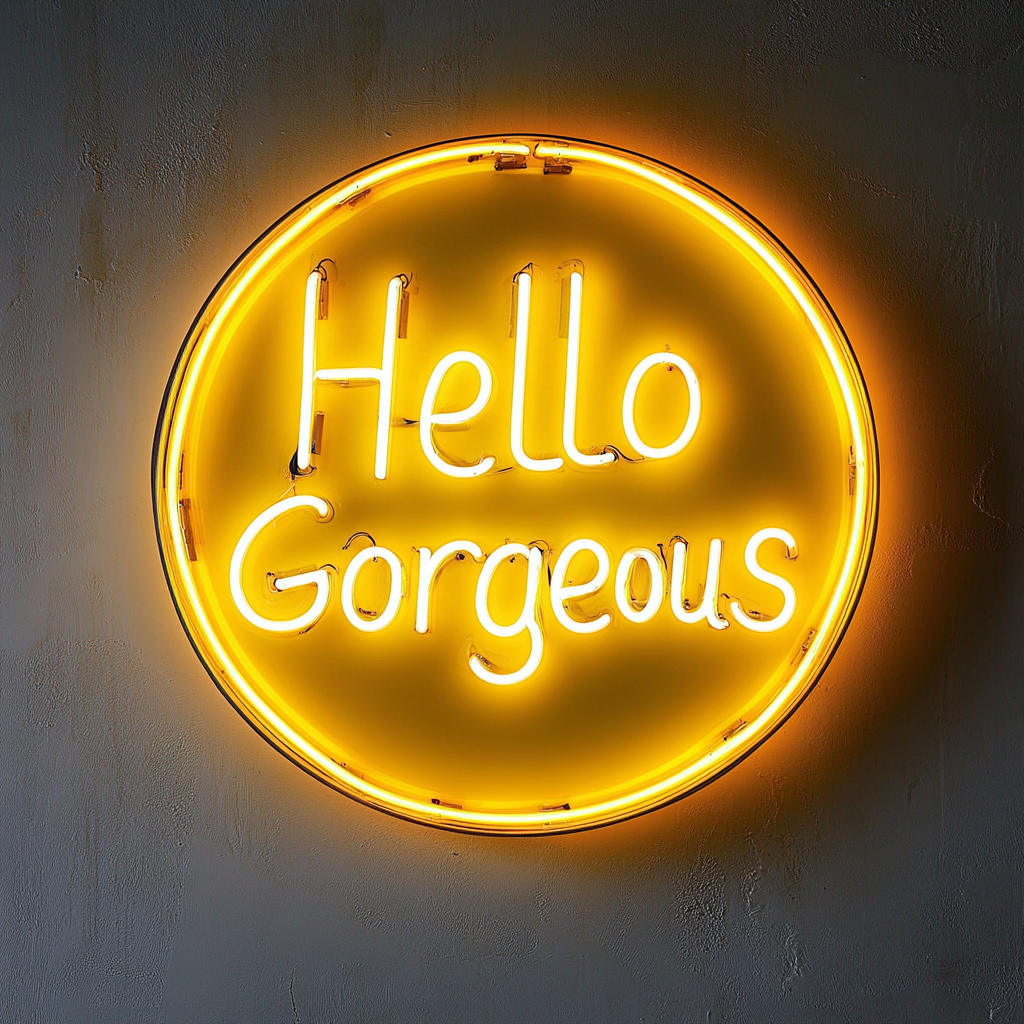 Hello Gorgeous - Yellow Neon Sign, 18 Inches