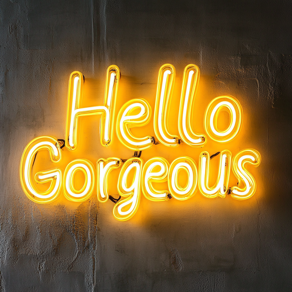Hello Gorgeous - Yellow Neon Sign, 18 Inches
