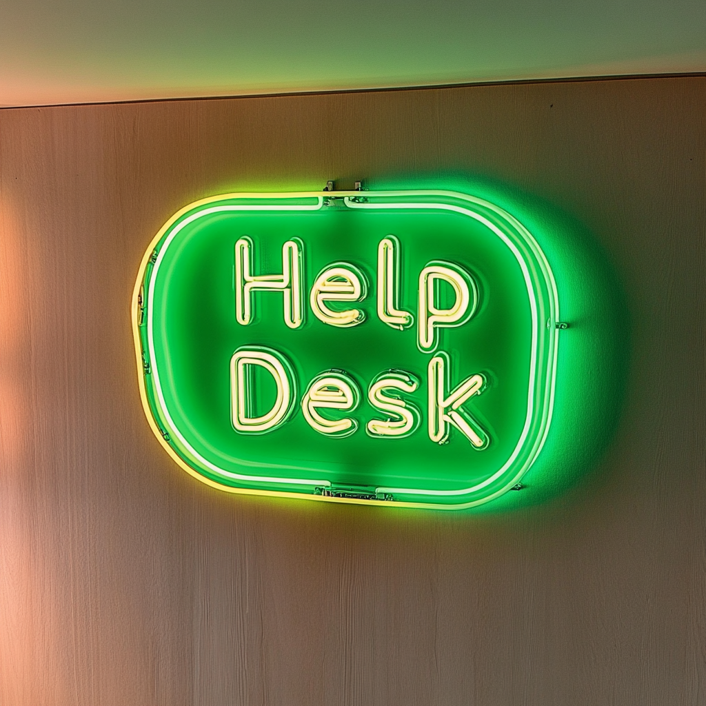 "Help Desk" - Green Neon Sign, 24 Inches