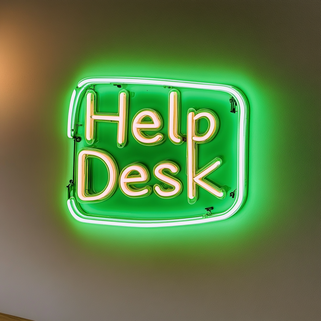 "Help Desk" - Green Neon Sign, 24 Inches