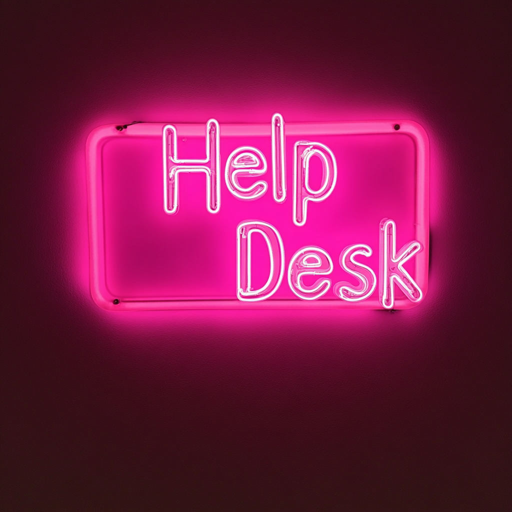 "Help Desk" - Pink Neon Sign, 24 Inches