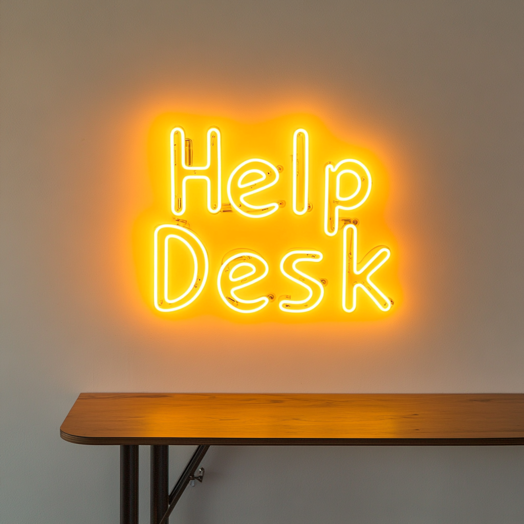 "Help Desk" - Yellow Neon Sign, 24 Inches