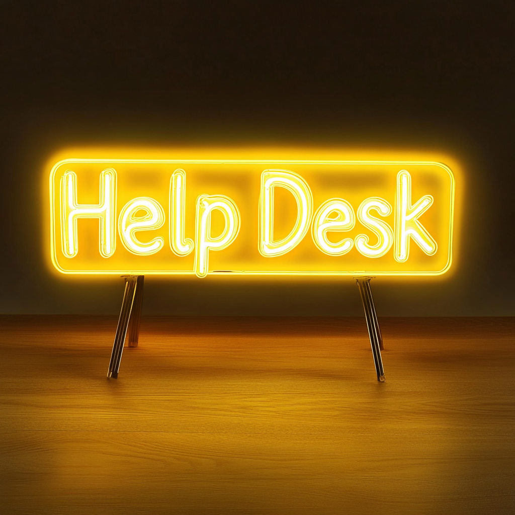 "Help Desk" - Yellow Neon Sign, 24 Inches