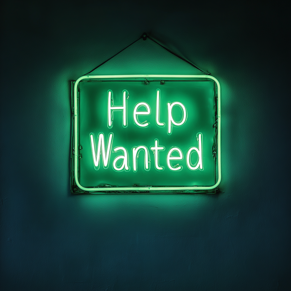 Help Wanted - Green Neon Sign, 24 Inches