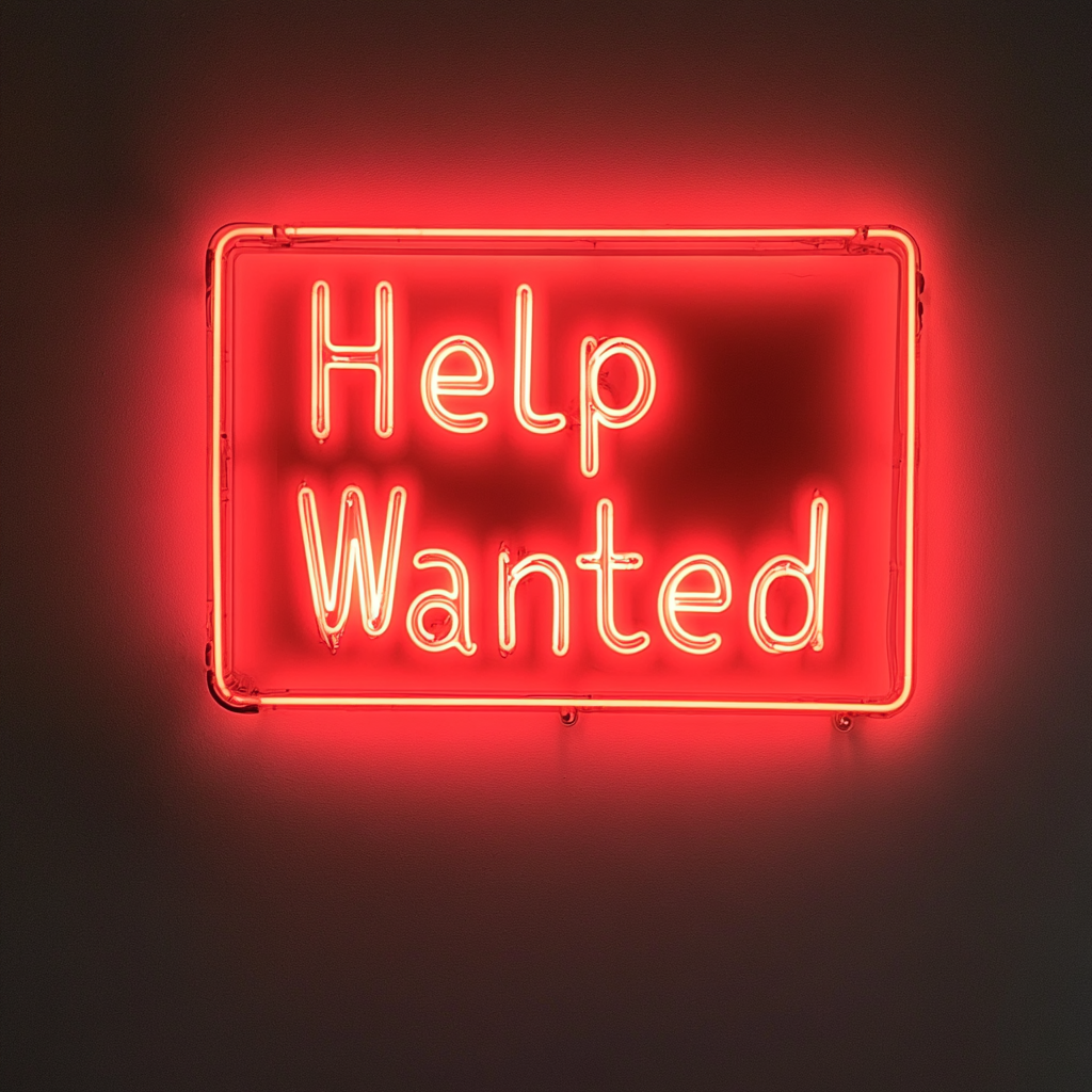 Help Wanted - Red Neon Sign, 24 Inches