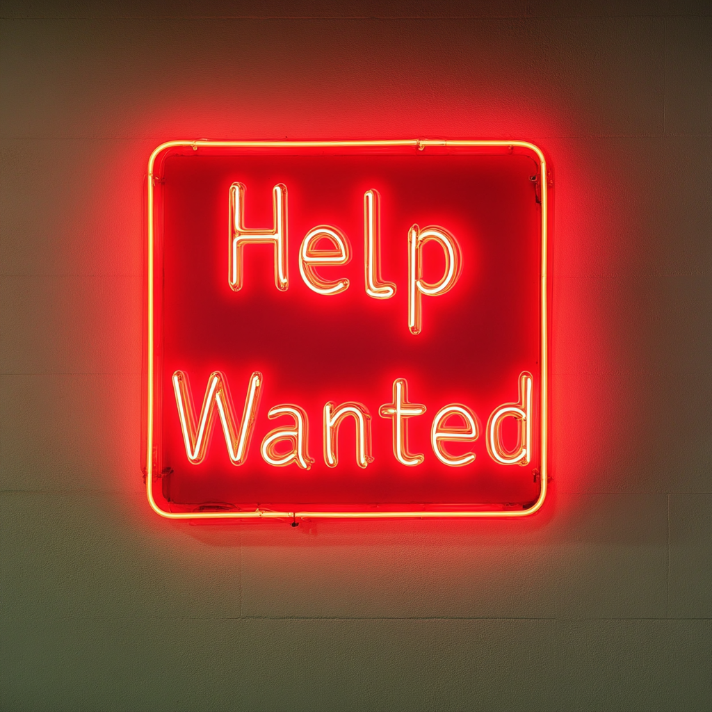Help Wanted - Red Neon Sign, 18 Inches