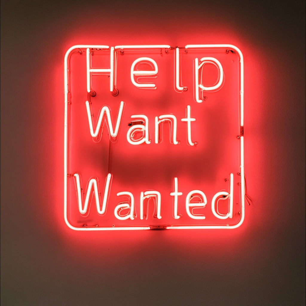 Help Wanted - Red Neon Sign, 18 Inches
