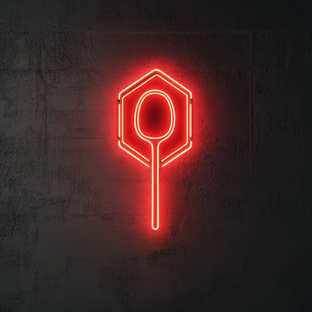 Honeycomb with Spoon - Red Neon Sign, 24 Inches