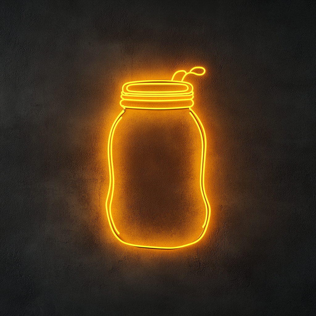 Honey Jar - Yellow Neon Sign, 24 Inches