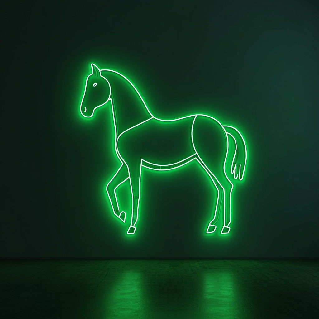 Horse - Green Neon Sign, 18 Inches
