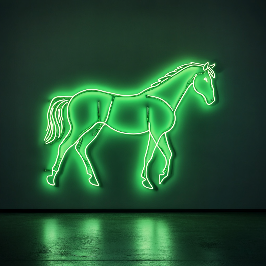 Horse - Green Neon Sign, 24 Inches