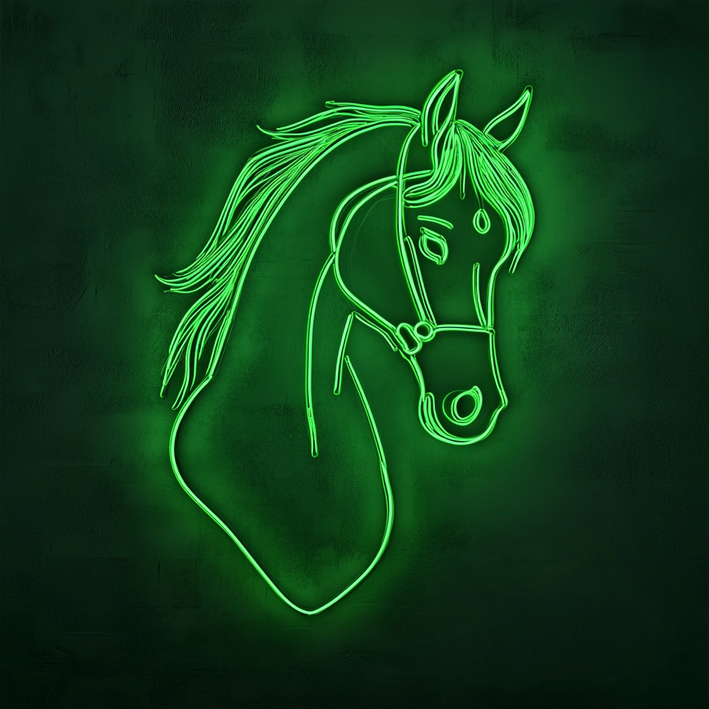 Horse - Green Neon Sign, 18 Inches