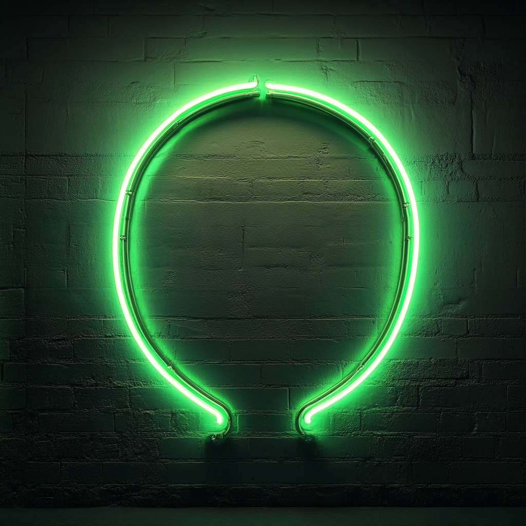 Horseshoe - Green Neon Sign, 18 Inches